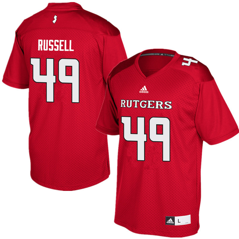 Men #49 Brandon Russell Rutgers Scarlet Knights College Football Jerseys Sale-Red - Click Image to Close